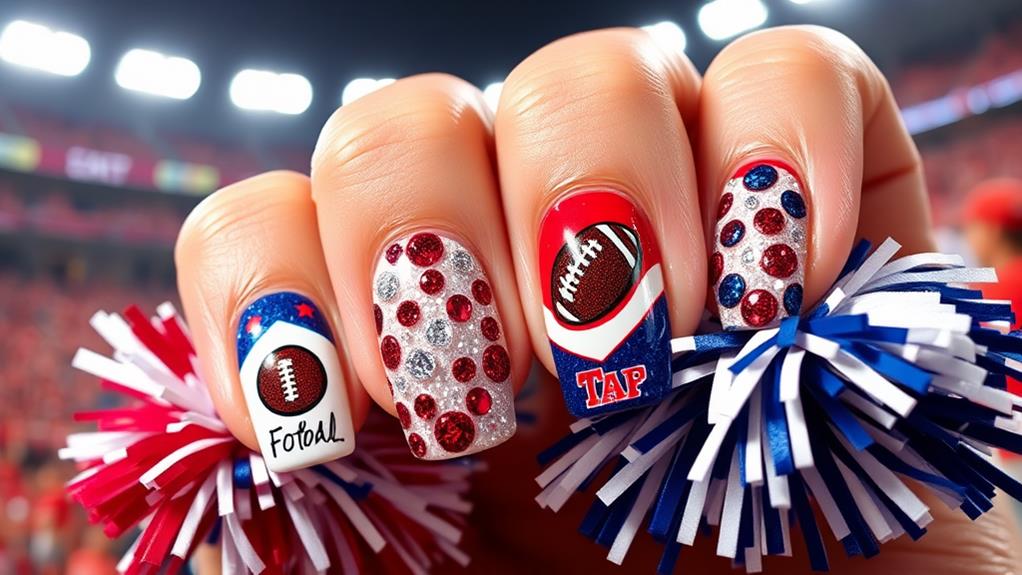 cheerleader themed nail designs